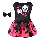CuteBone Halloween Skulls Dog Dress Velvet for Small Dogs Girl Puppy Dresses Pink Dog Clothes