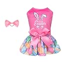 CuteBone Happy Easter Eggs Dog Dress Velvet for Small Dogs Girl Pink Puppy Dresses Dog Clothes