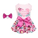 CuteBone Happy Mother's Day Dog Dress Velvet for Small Dogs Girl Floral Skirt Pink Puppy Dresses Dog Clothes