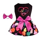 CuteBone I Love U Dress Velvet for Small Dogs Girl Puppy Dresses Black Dog Clothes