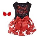 CuteBone Merry Christmas Dog Dress Velvet for Small Dogs Girl Reindeer Puppy Dresses Red Dog Clothes