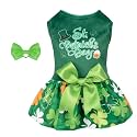CuteBone St.Patrick's Day Dog Green Dress Velvet for Small Dogs Girl Puppy Dresses Clover Dog Clothes