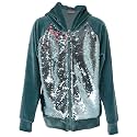 Cutecumber Girls Chenille Sequin Embellished Green Sweatshirt