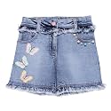 Cutecumber Girls Denim Shorts with Butterfly Embroidery