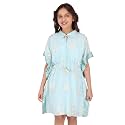 Cutecumber Girls Georgette Floral Embroidered Aqua Kaftan