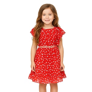 Cutecumber Girls Georgette Floral Printed Fit