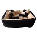 Cutepups Rectangle Shapes and Reversible Soft Velvet Dog Bed for Sleeping and Non-Slip Bottom Pet Bed for Dog (Large Size Cream/Black Color)