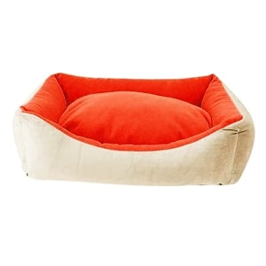 cutepups polyester small size square shape dog bed for labradorgerman shepherdsgolden retrieversdachshundbeaglespugpomeraniansrottweilers creamred color