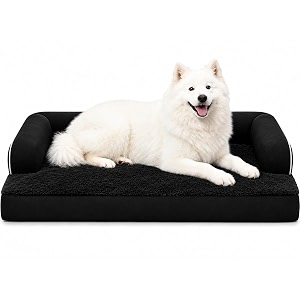cutepups orthopedic dog bed xxl extra large dog bed with waterproof liner washable removable cover non-slip bottom pet sofa bed for giant dogsblackwhite piping