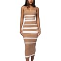 CutieLove Women's Casual Sleeveless Striped Bodycon Midi Dress Square Neck Ribbed Knit Dresses