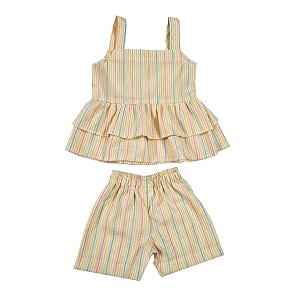 Multi Stripes Peplum Cord Set for Girls