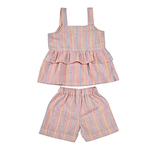 Multi Stripes Peplum Cord Set for Girls