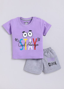 cutopies baby boys  baby girls casual t-shirt shorts purple