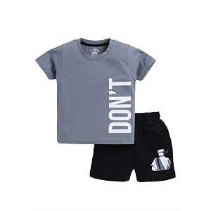CUTOPIES Boys Powder Blue Cotton Printed Half