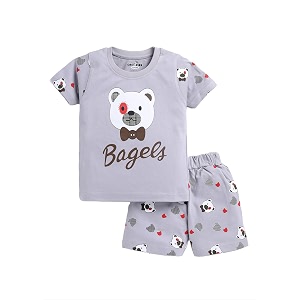 CUTOPIES Boys Powder Blue Cotton Printed Half