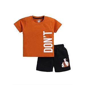 CUTOPIES Boys Powder Blue Cotton Printed Half