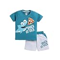 CUTOPIES Boys Powder Blue Cotton Printed Half