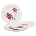 Cutting EDGE Round Dinner Plates Set, Light-Weight, Daily Use Crockery Set, Unbreakable, Microwave/Dishwasher/Freezer Safe Big Plates Set (Pink Rose, Pack of 4)