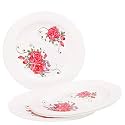 Cutting EDGE Round Dinner Plates Set, Light-Weight, Daily Use Crockery Set, Unbreakable, Microwave/Dishwasher/Freezer Safe Big Plates Set (Pink Rose, Pack of 4)