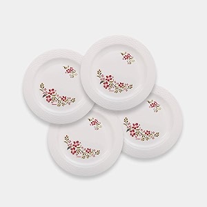 cutting edge round dinner plates set light-weight daily use crockery set unbreakable microwavedishwasherfreezer safe big plates set red flower pack of 4