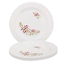 Cutting EDGE Round Dinner Plates Set, Light-Weight, Daily Use Crockery Set, Unbreakable, Microwave/Dishwasher/Freezer Safe Big Plates Set (Red Flower, Pack of 4)