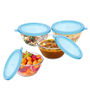 cutting edge 2100 ml borosilicate glass mixing bowl with lid set of 4