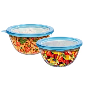 cutting edge 2100 ml borosilicate glass mixing bowl with lid set of 2