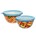 Cutting EDGE 2100 ml Borosilicate Glass Mixing Bowl with Lid (Set of 2)
