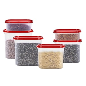 cutting edge modular storage container red plain lid set of 6