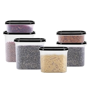 cutting edge anti-bacterial modular container black lid set of 6