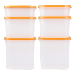 cutting edge anti-bacterial modular container orange lid set of 6