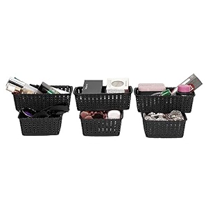 cutting edge essentials woven storage basket small black set of 6