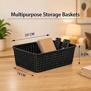 cutting edge essentials woven storage basket small black set of 2