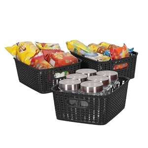 cutting edge essentials woven storage basket small black set of 3