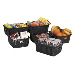cutting edge essentials woven storage basket small black set of 6