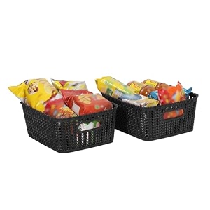 cutting edge essentials woven storage basket small black set of 2