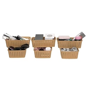 cutting edge essentials woven storage basket small beige set of 6