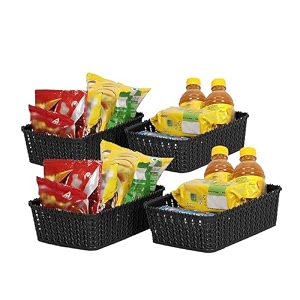 cutting edge essentials woven storage basket small black set of 4