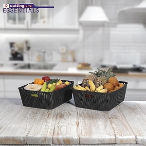 cutting edge essentials woven storage basket medium black set of 2