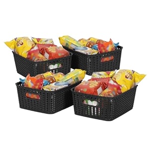 cutting edge essentials woven storage basket small black set of 4