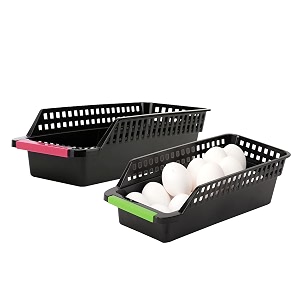 cutting edge plastic egg storage basket black set of 2