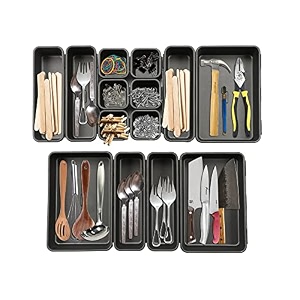 cutting edge interlocking drawer organizer set of 14 black
