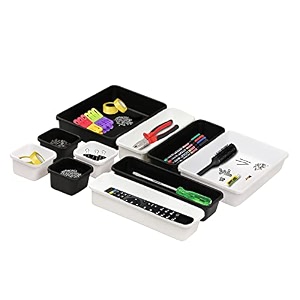 cutting edge interlocking drawer organizer set of 10 black amp white