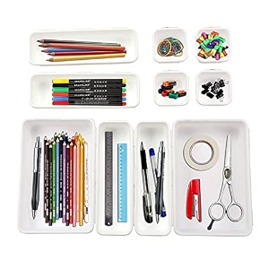 cutting edge interlocking drawer organizer set of 10 white