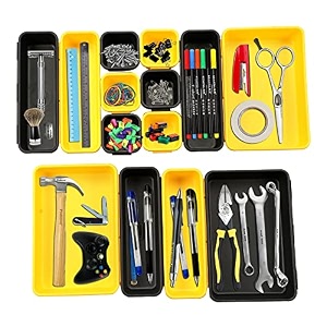cutting edge interlocking drawer organizer set of 14 black amp yellow