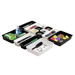 cutting edge interlocking drawer organizer set of 14 black amp white