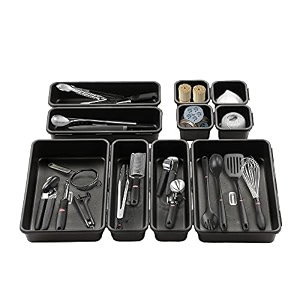 cutting edge interlocking drawer organizer set of 10 black