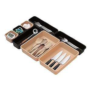 cutting edge interlocking drawer organizer set of 8brown amp beige