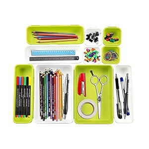 cutting edge interlocking drawer organizer set of 10 white amp green