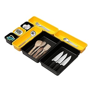 cutting edge interlocking drawer organizer set of 8 black amp yellow